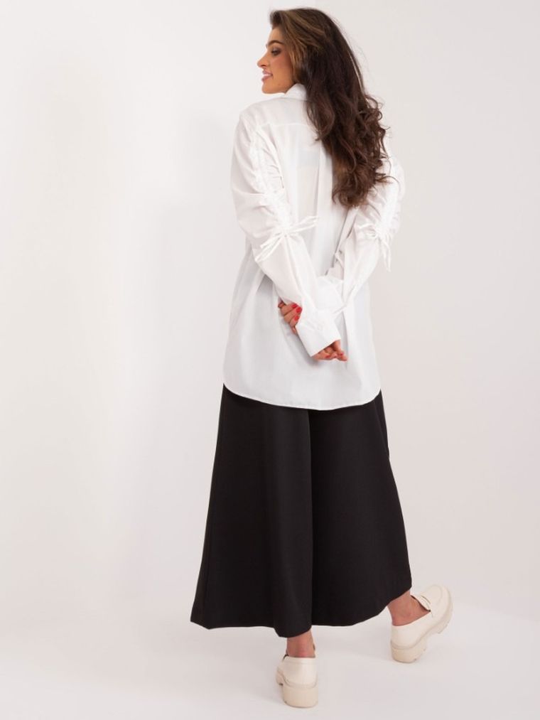 Koszula damska z długim rękawem, biała, Lakerta