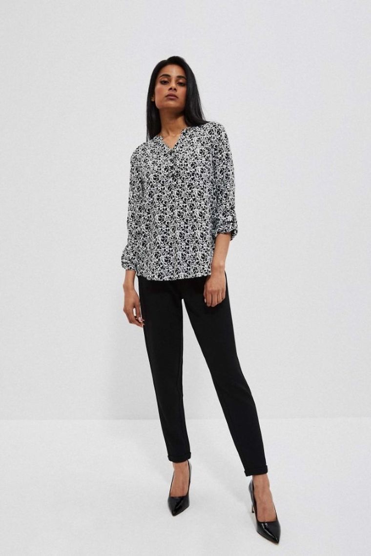 Koszula damska z długim rękawem, biała, Moodo