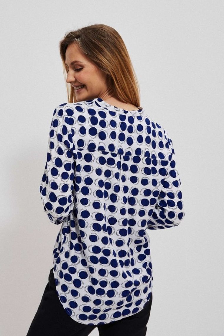 Koszula damska z długim rękawem, biała, Moodo