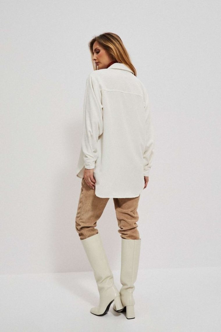 Koszula damska z długim rękawem, biała, Moodo