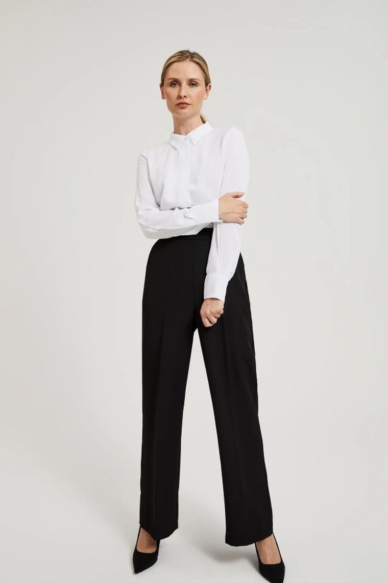 Koszula damska z długim rękawem, biała, Moodo