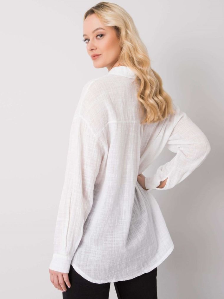 Koszula damska z długim rękawem, biała, Och Bella