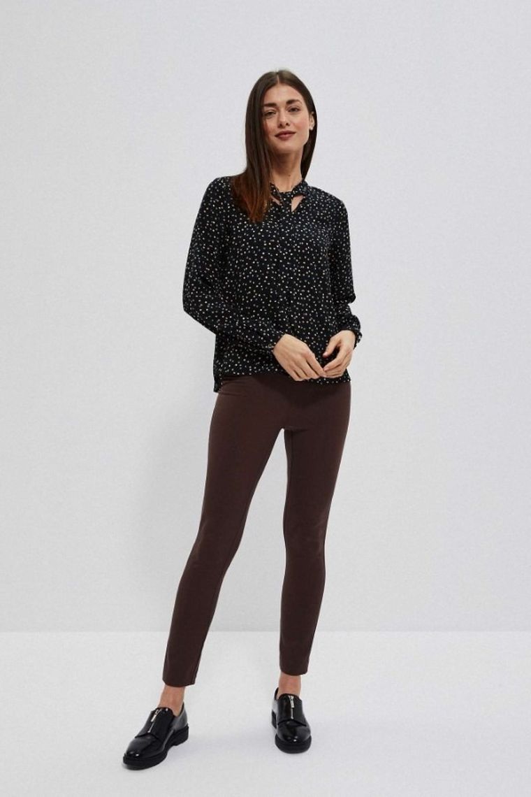 Koszula damska z długim rękawem, czarna, Moodo