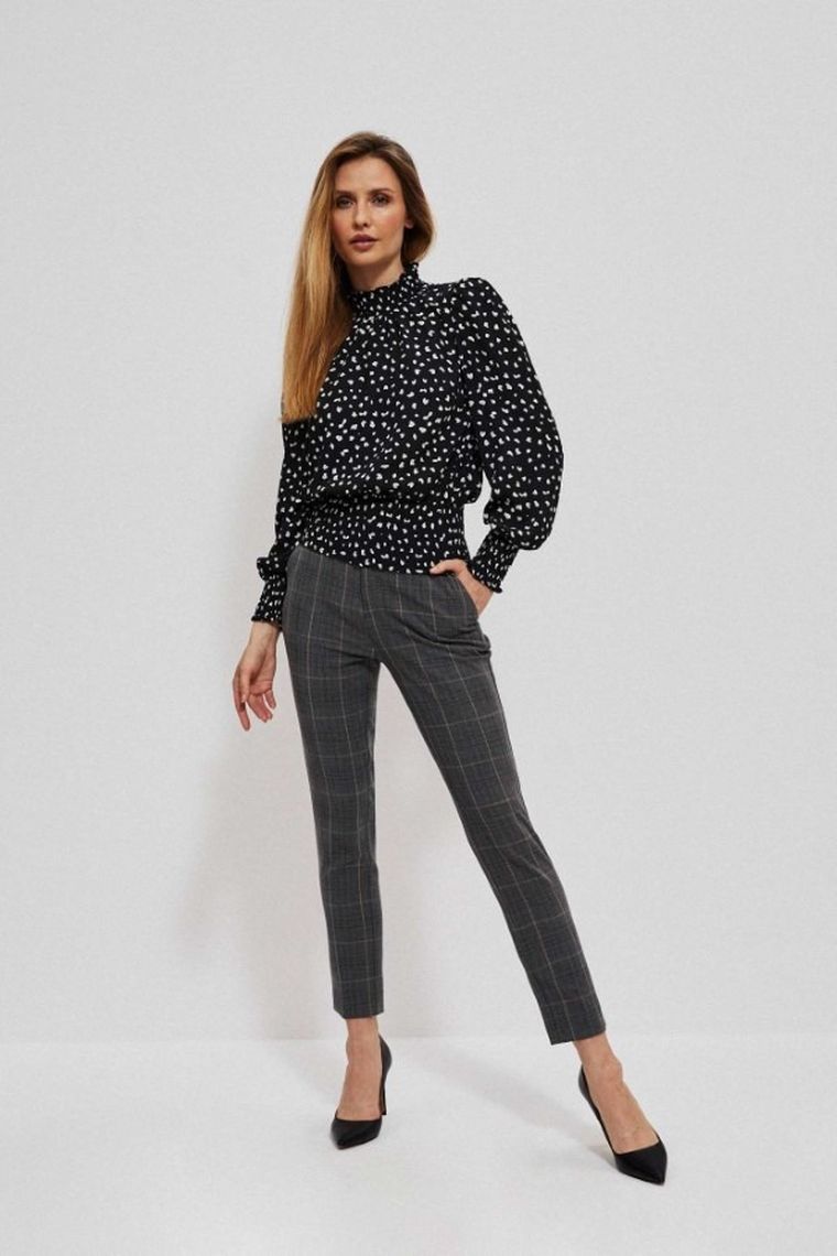 Koszula damska z długim rękawem, czarna, Moodo