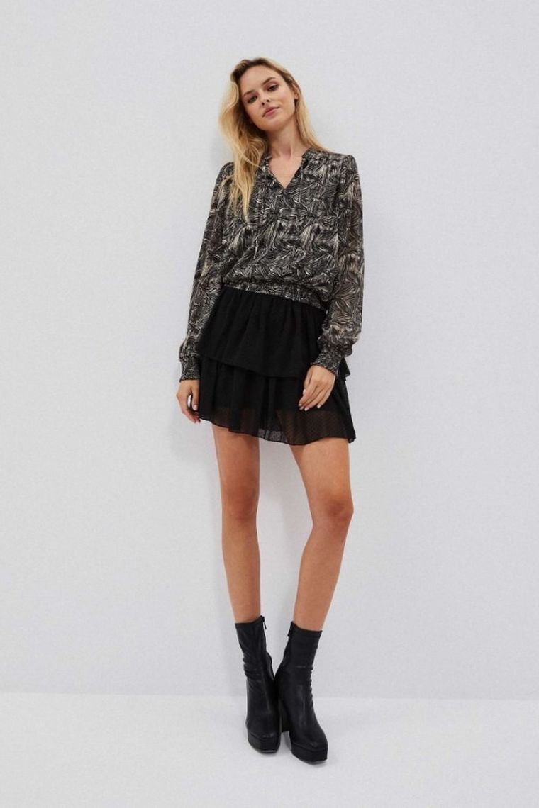 Koszula damska z długim rękawem, czarna, Moodo