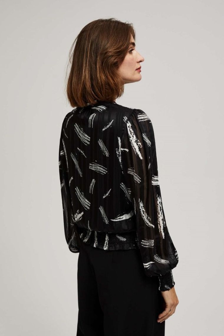 Koszula damska z długim rękawem, czarna, Moodo