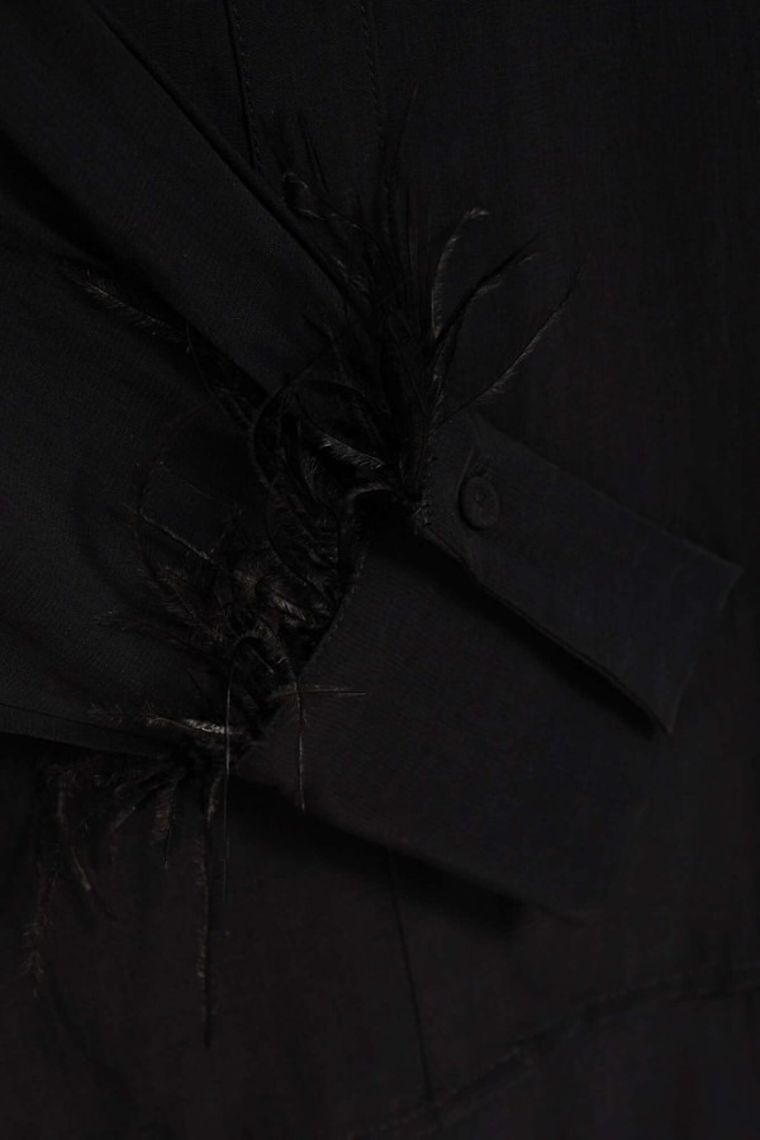 Koszula damska z długim rękawem, czarna, Moodo