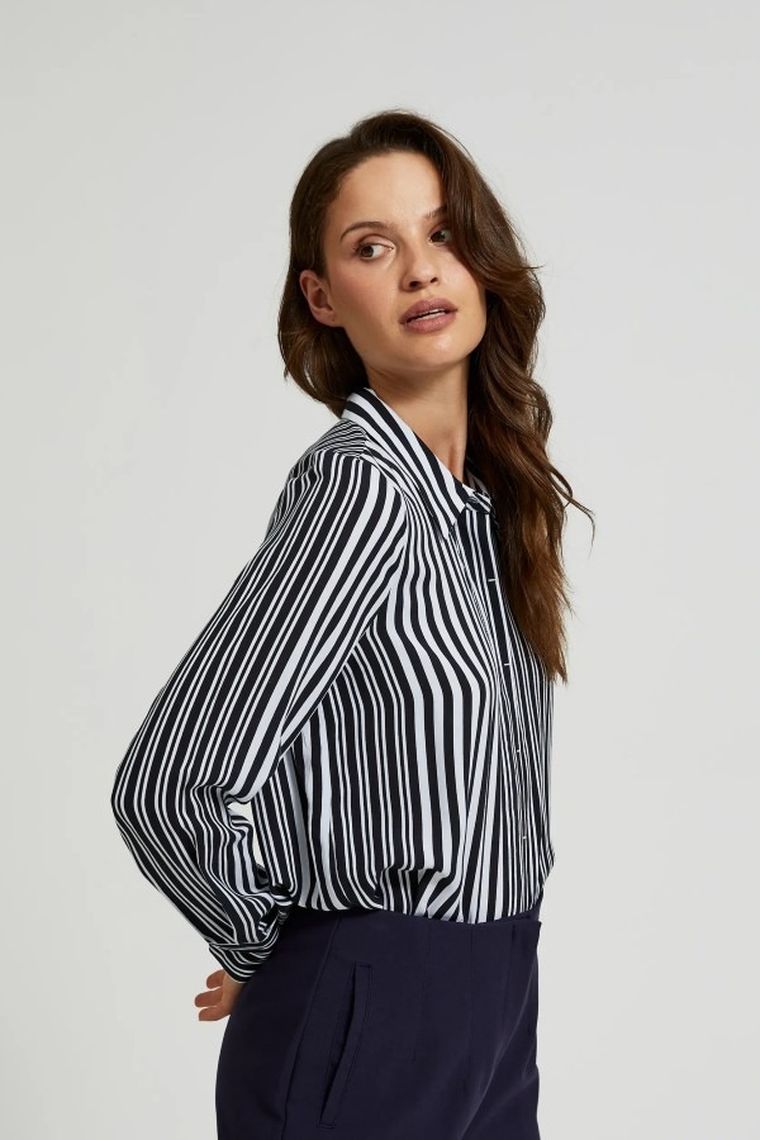 Koszula damska z długim rękawem, czarna, Moodo