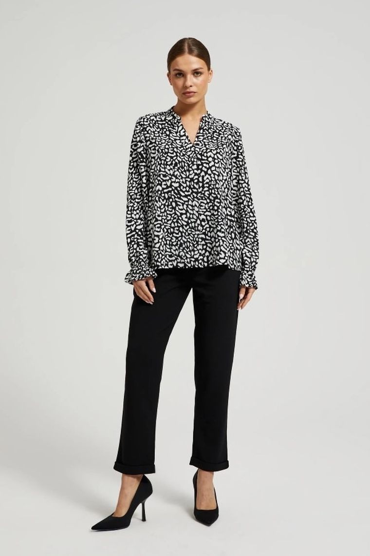 Koszula damska z długim rękawem, czarna, Moodo