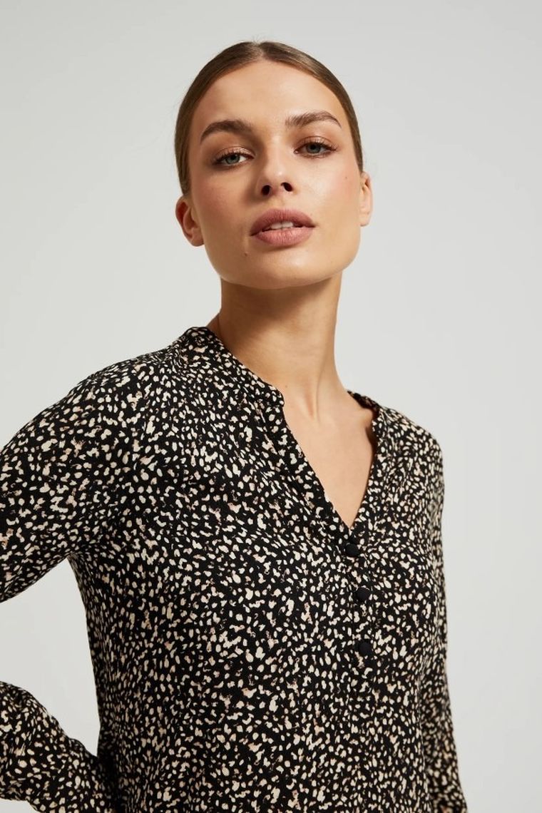 Koszula damska z długim rękawem, czarna, Moodo