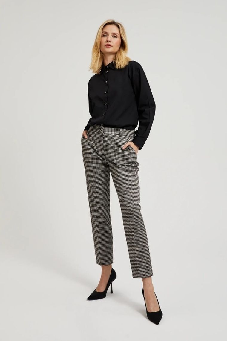 Koszula damska z długim rękawem, czarna, Moodo