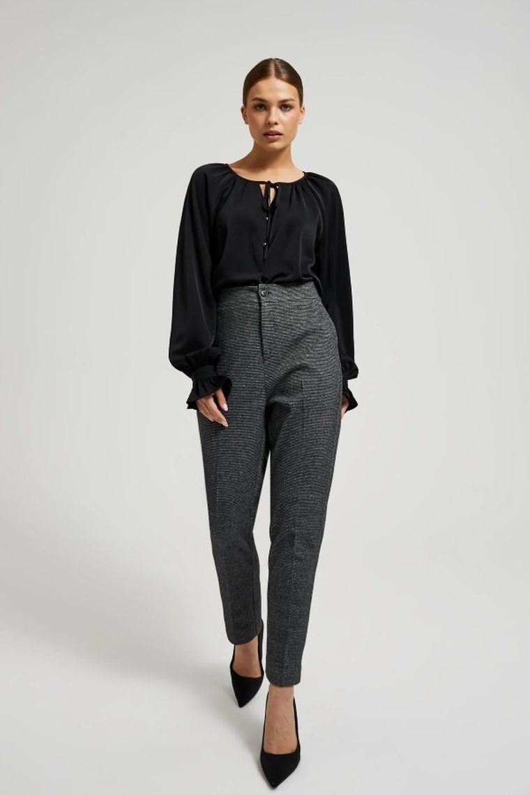 Koszula damska z długim rękawem, czarna, Moodo