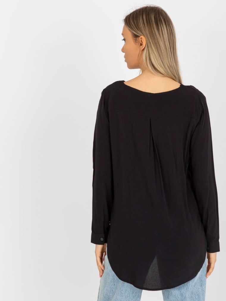 Koszula damska z długim rękawem, czarna, Sublevel