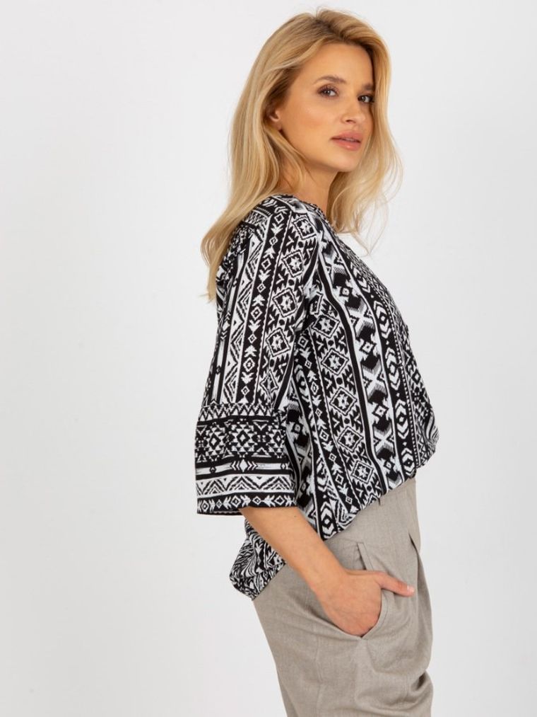 Koszula damska z długim rękawem, czarno-biała, Sublevel