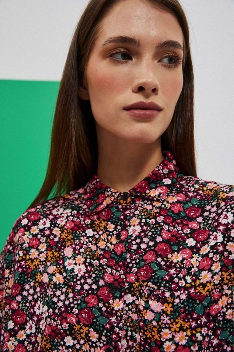 Koszula damska z długim rękawem, czerwona, Moodo