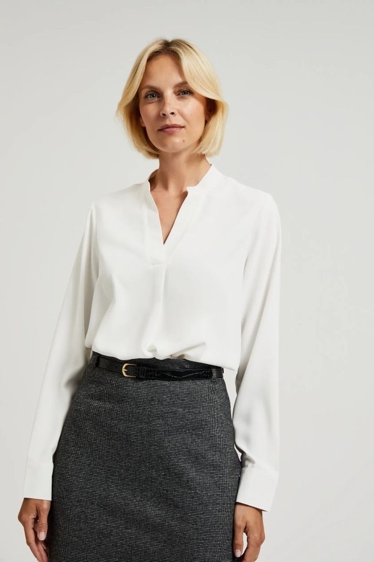 Koszula damska z długim rękawem, ecru, Moodo