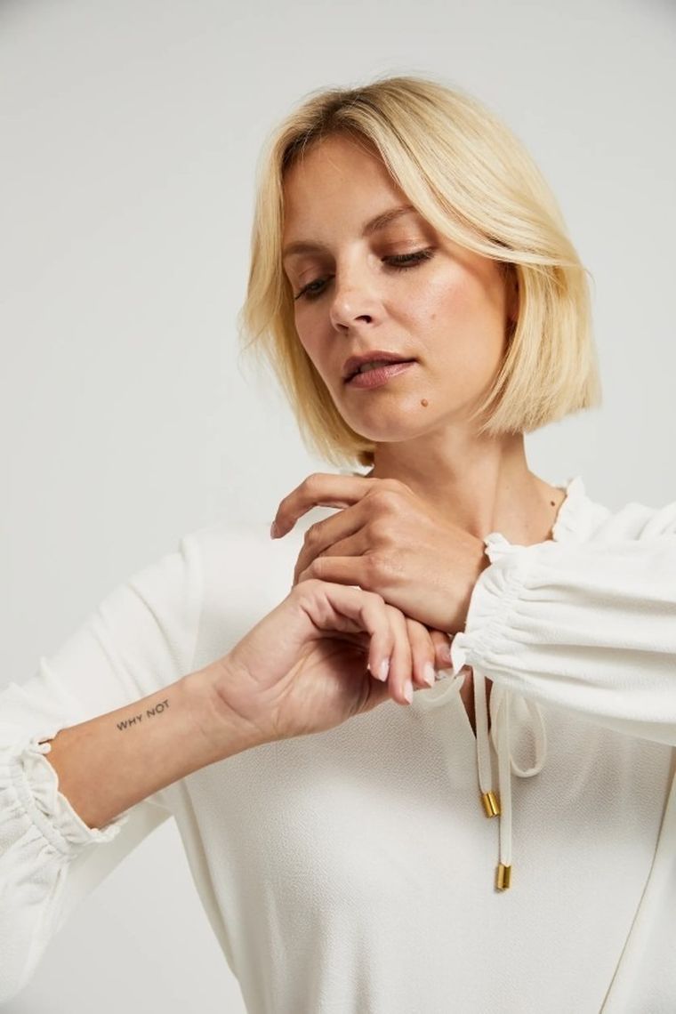 Koszula damska z długim rękawem, ecru, Moodo