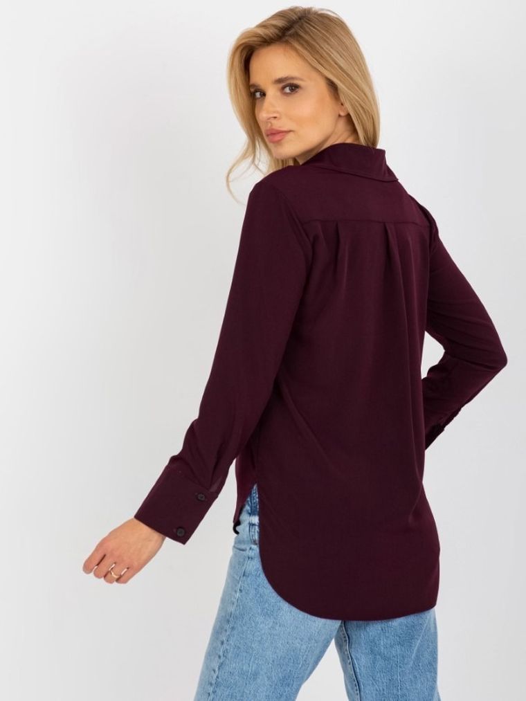 Koszula damska z długim rękawem, fioletowa, Lakerta