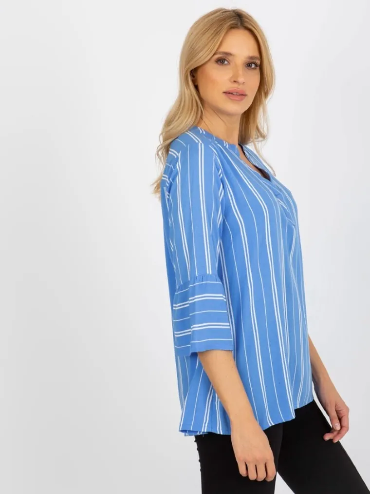 Koszula damska z długim rękawem, niebieska, Sublevel