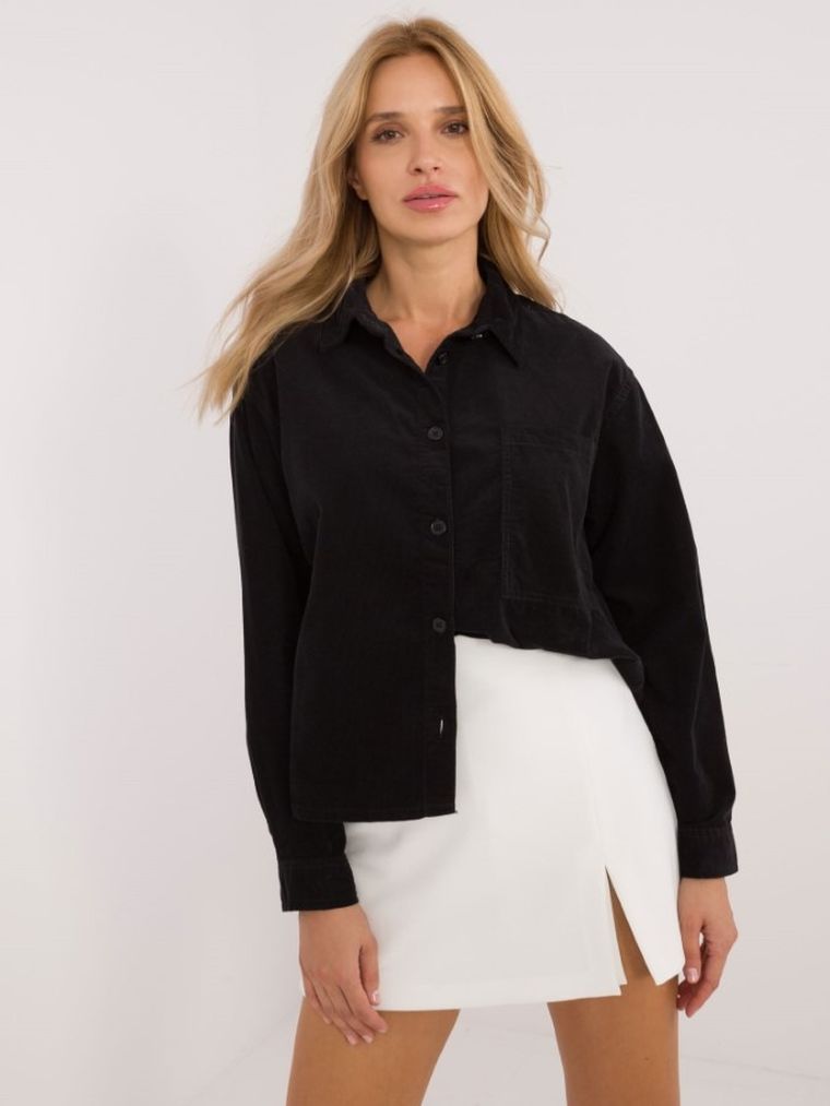 Koszula damska z długim rękawem, oversize, czarna, Sublevel