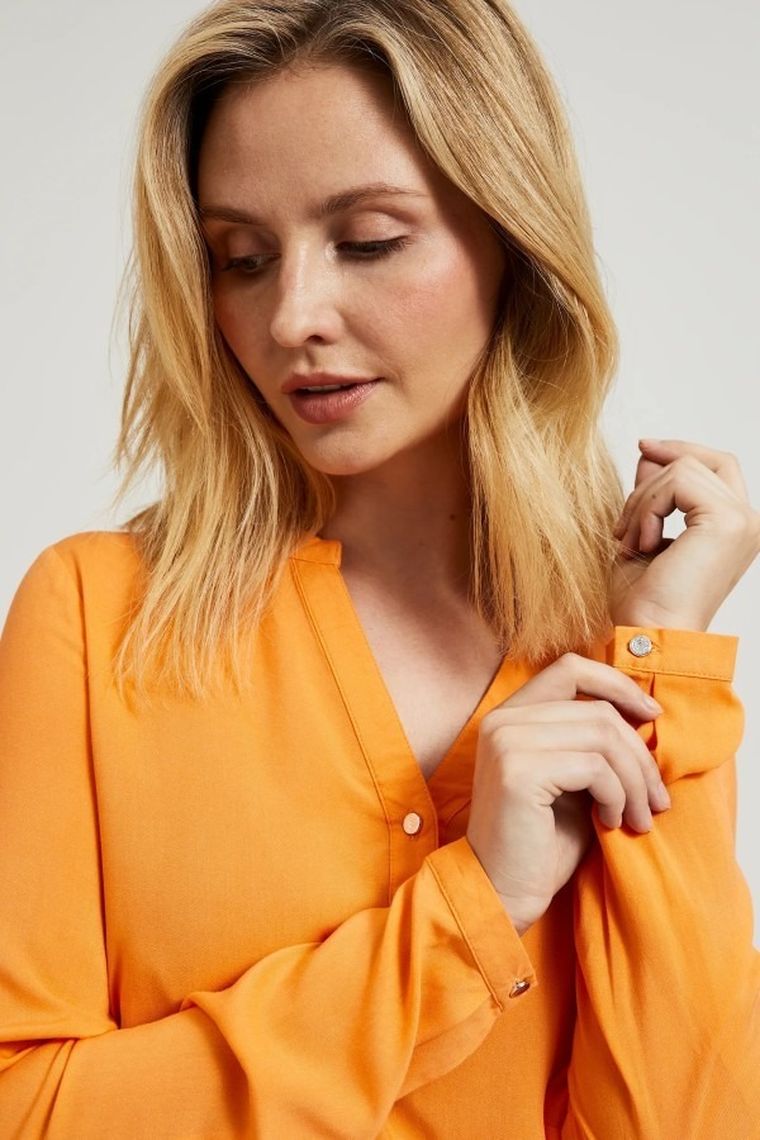 Koszula damska z długim rękawem, pomarańczowa, Moodo