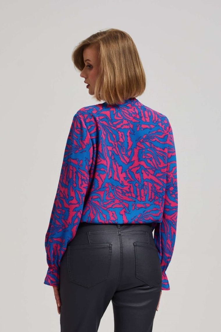 Koszula damska z długim rękawem, różowa, Moodo