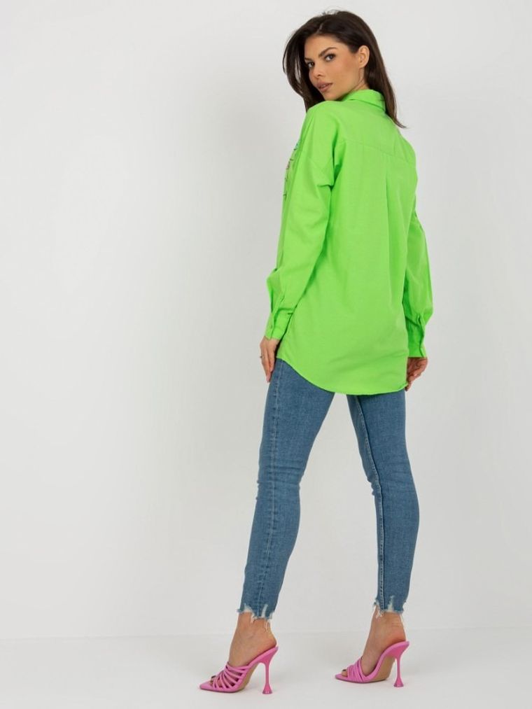 Koszula damska z długim rękawem, zielona, Factory Price