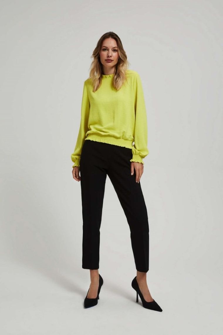 Koszula damska z długim rękawem, zielona, Moodo