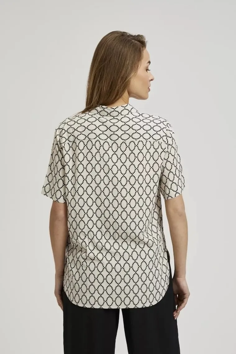 Koszula damska z krótkim rękawem, beżowa, Moodo