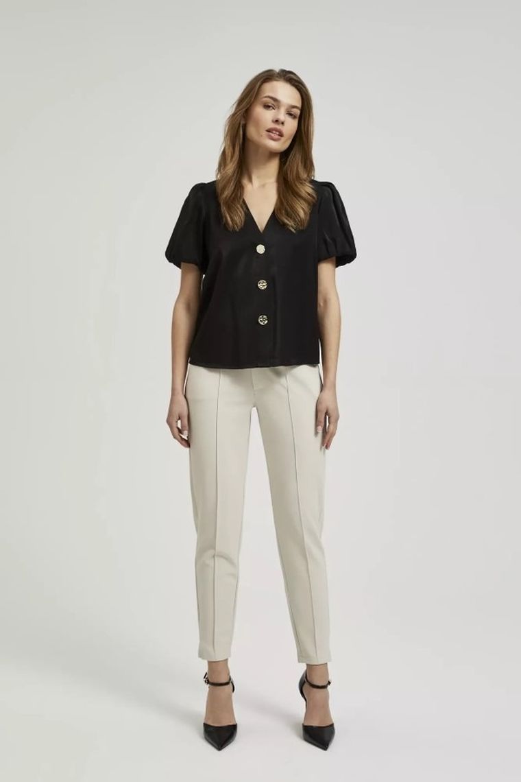 Koszula damska z krótkim rękawem, czarna, Moodo