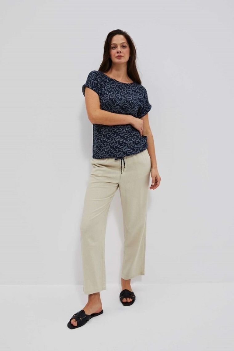 Koszula damska z krótkim rękawem, granatowa, Moodo