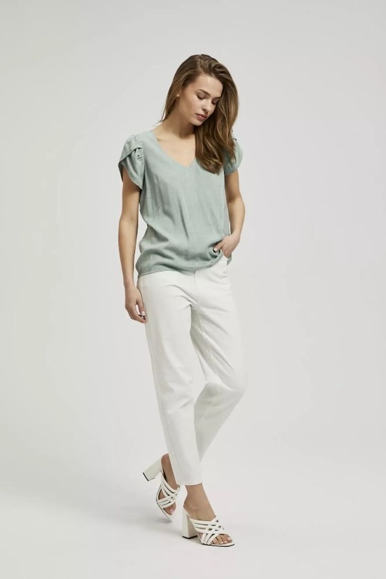 Koszula damska z krótkim rękawem, khaki, Moodo