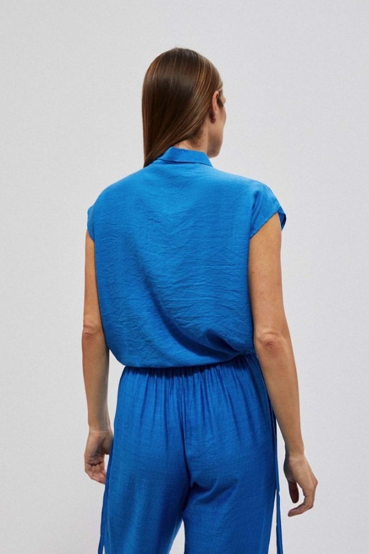 Koszula damska z krótkim rękawem, niebieska, Moodo