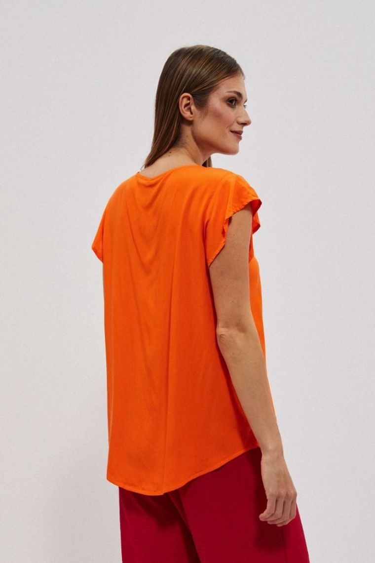 Koszula damska z krótkim rękawem, pomarańczowa, Moodo