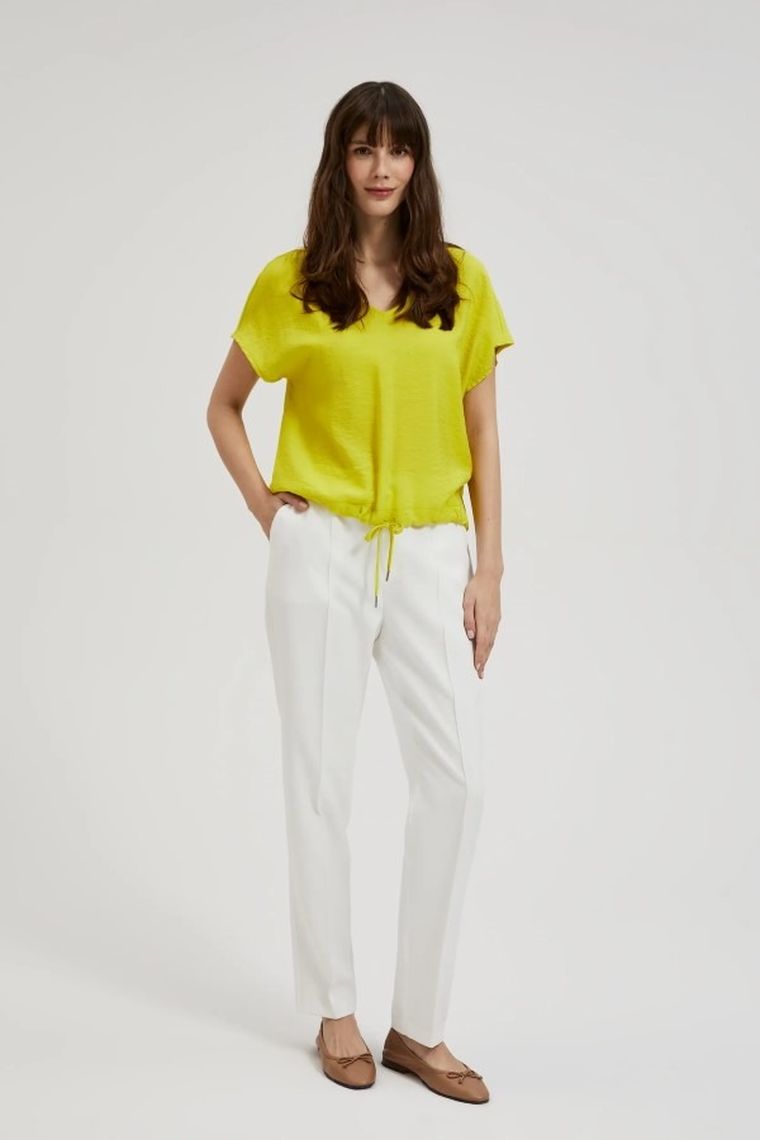 Koszula damska z krótkim rękawem, żółta, Moodo