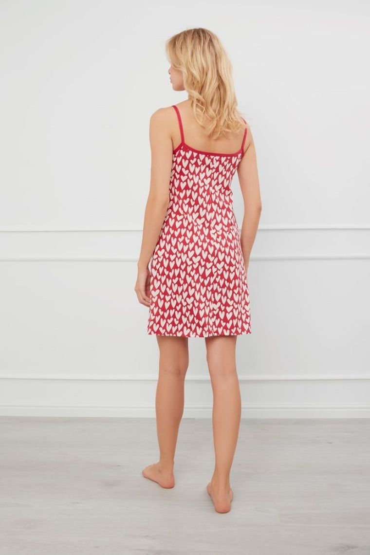 Koszula nocna damska na ramiączka, czerwona, Evora, Italian Fashion