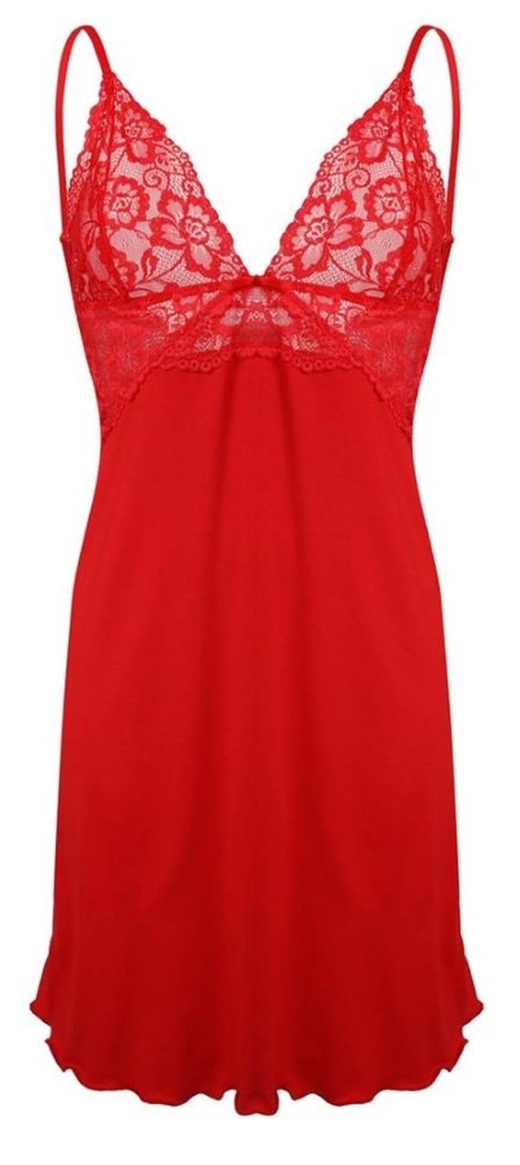 Koszula nocna damska na ramiączka, czerwona, Frederica, Dkaren