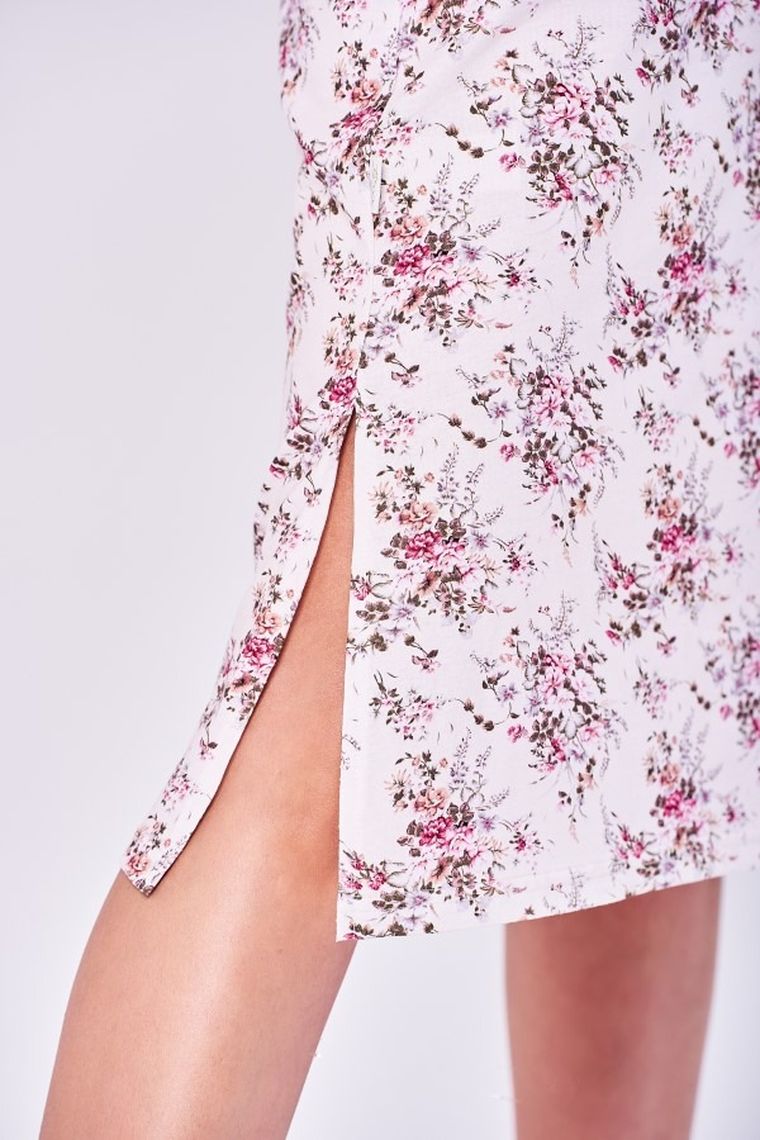 Koszula nocna damska z krótkim rękawem, beżowa, Juliet, Taro