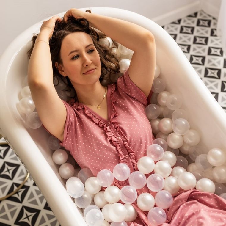 Koszula nocna damska z krótkim rękawem, ciążowa, różowa, Eevi