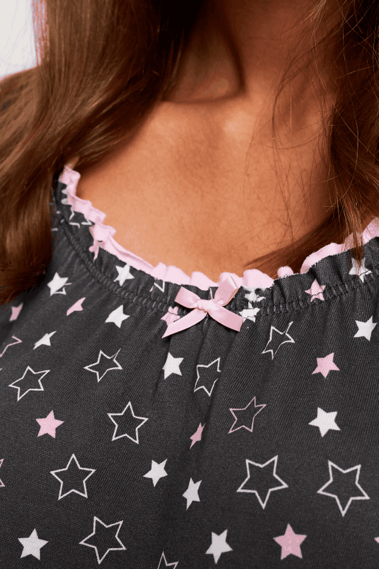 Koszula nocna damska z rękawem 3/4, szara, Antilia, Italian Fashion