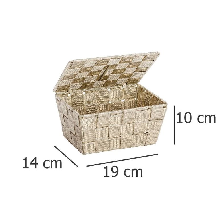 Koszyk z pokrywką do przechowywania, Adria beige