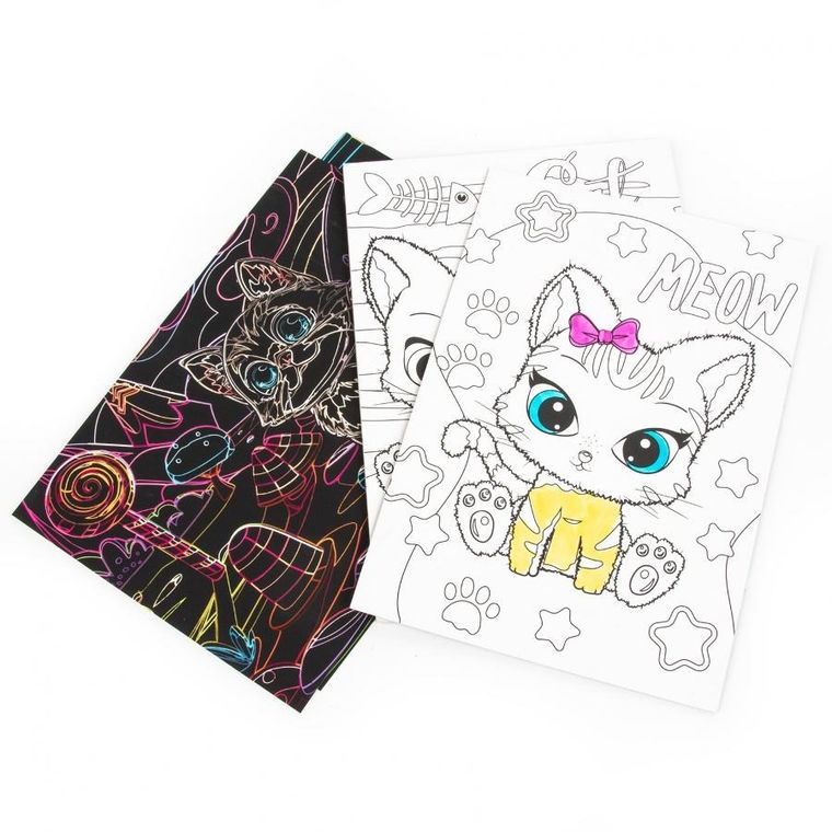 Kotki. Wydrapywanka z kolorowanką 2w1