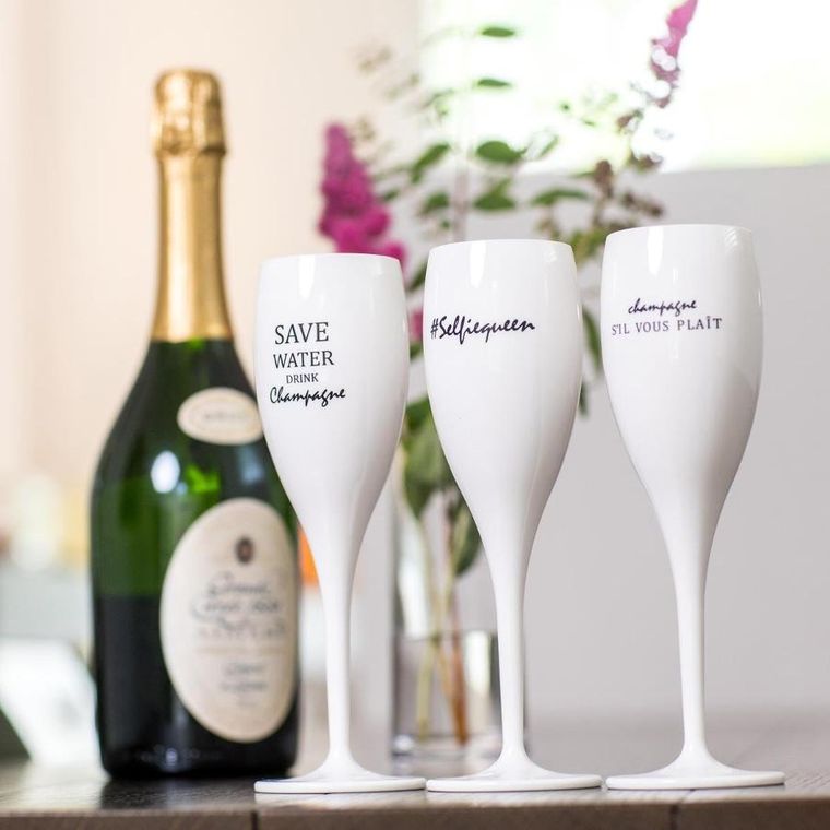 Koziol, Cheers, kieliszek do szampana, Life is better, white, 100 ml