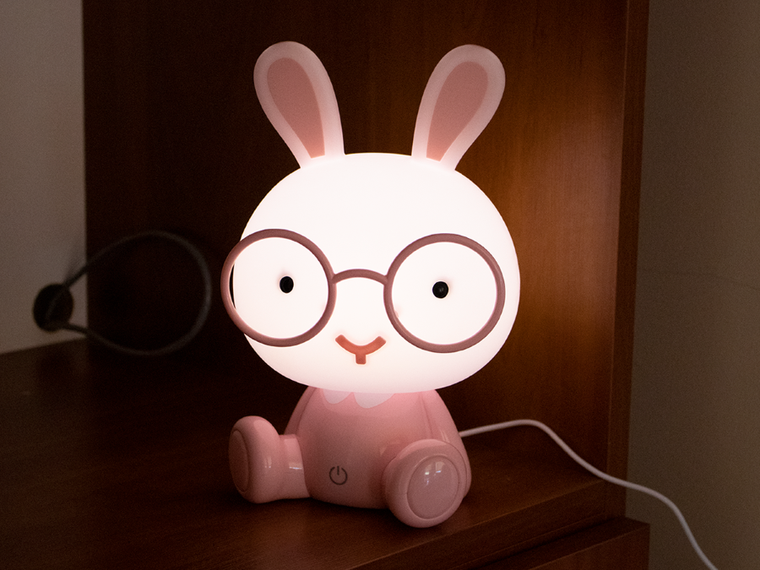 Królik, lampka nocna dla dzieci LED, różowa