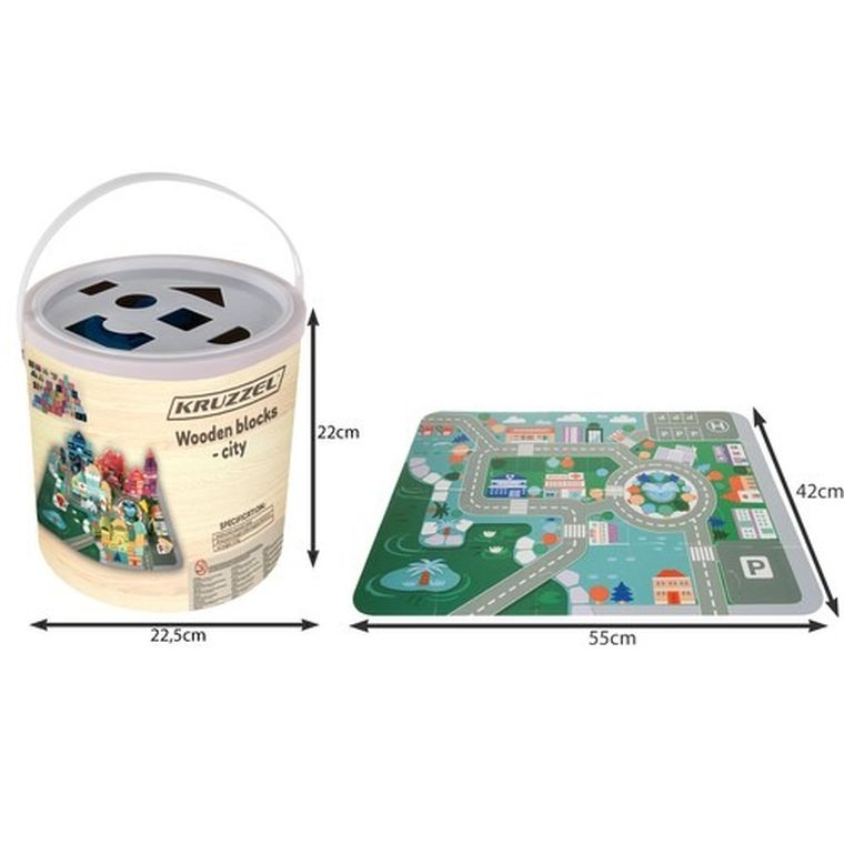 Kruzzel, miasto, klocki drewniane, 100 szt.