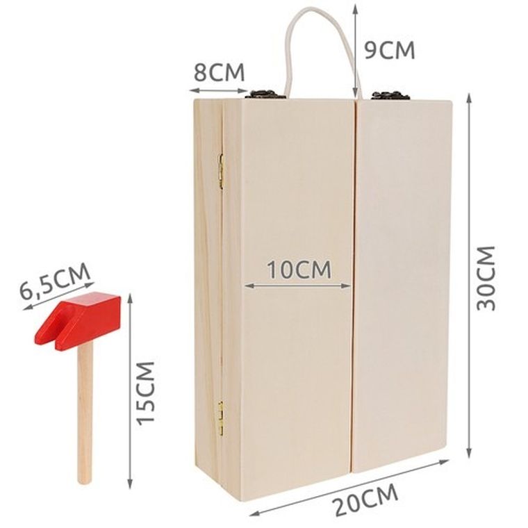 Kruzzel, skrzynka z zestawem narzędzi drewnianych