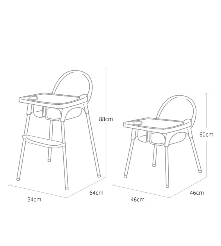 Krzesełko do karmienia, regulowane, szary