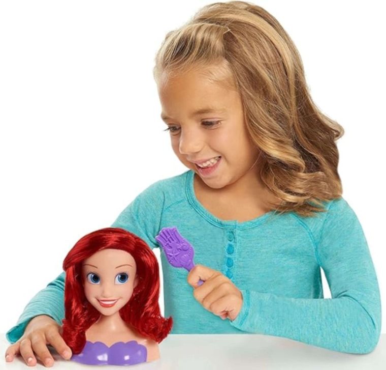 Księżniczki Disneya, Arielka, głowa do stylizacji, zestaw ze szczotką