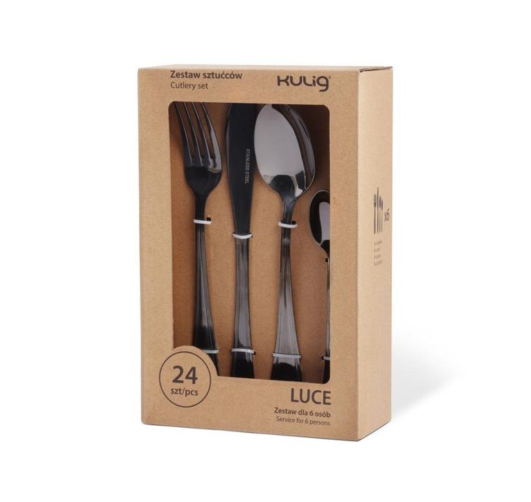 Kulig, Luce, komplet sztućców dla 6 osób, czarny, 24 szt.