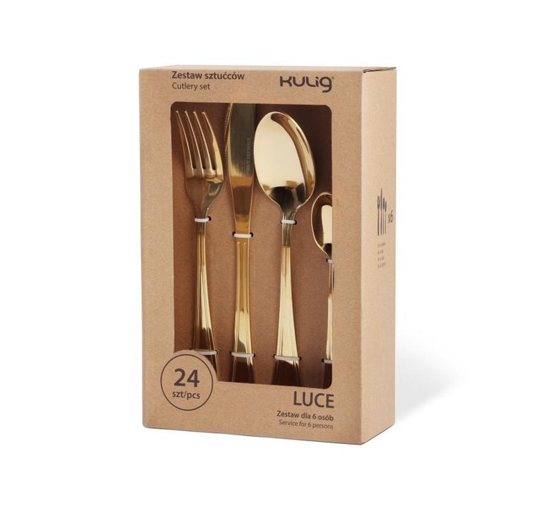 Kulig, Luce, komplet sztućców dla 6 osób, złoty, 24 szt.